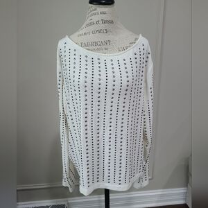 NWT Voral White Studded Long Sleeve Top Open Back Sz.XL